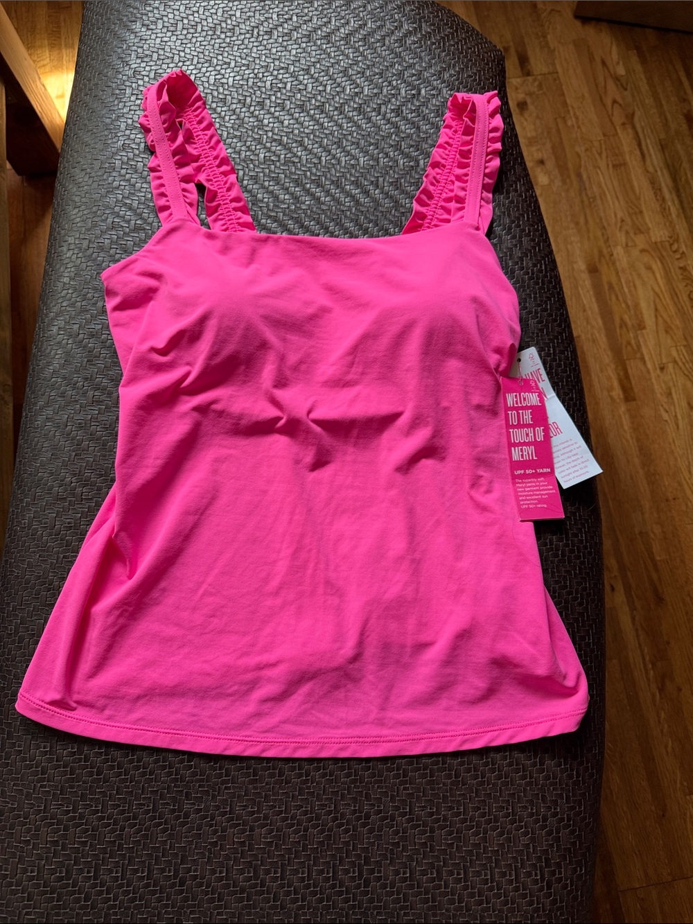 Lilly Pulitzer Luxletic  Bright Pink Ruffle Strap tank top